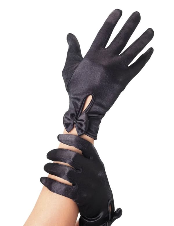 Handsker sorte korte med rosette kvinde.Size-One size