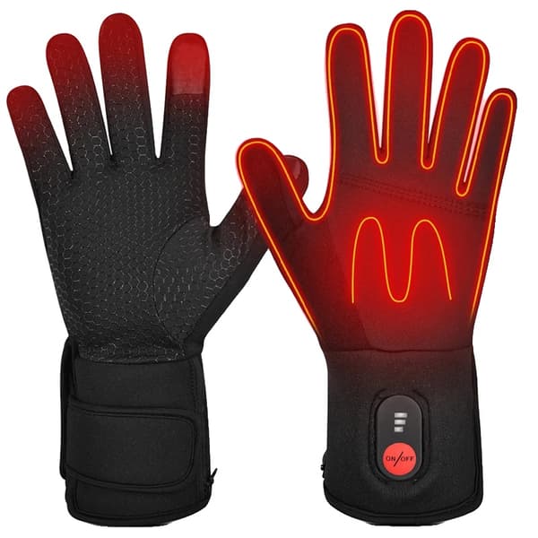 Lämmitettävät hanskat, säädettävä 3-tason lämpötilan säätö, ladattava akku, unisex-malli,XS/S, musta