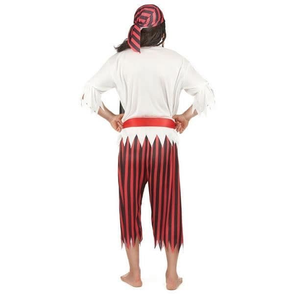 Piratdräkt för män - Karibisk kostym - Svart, vit och röd - 100% polyester