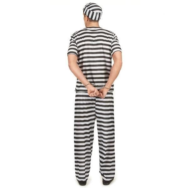 Randig fångdräkt - En storlek vuxen - Svart och vit - 100% polyester