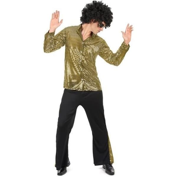 80-talets paljetter i discostil herrkostym - Svart och guldglitter - 100 % polyester