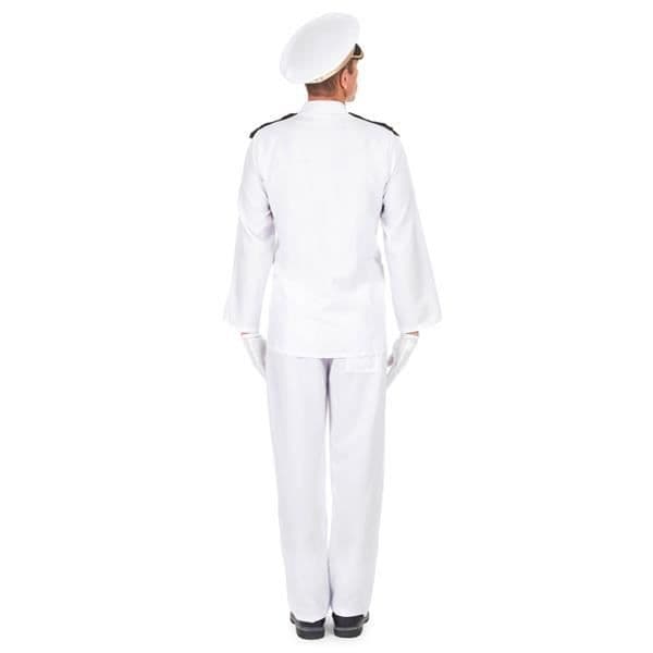 Navy Commander Costume - Vit, svart och guld sjömansdräkt M-L i polyester