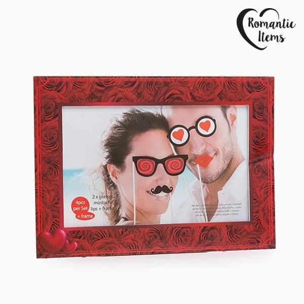Photobooth tillbehör - EUROWEB - Paket med 5 - Kärlekstema - Kartong - Röd