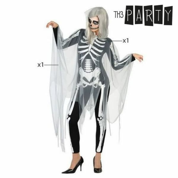 Kostume til voksne Th3 Party Sort Skelet (2 Dele) - XL
