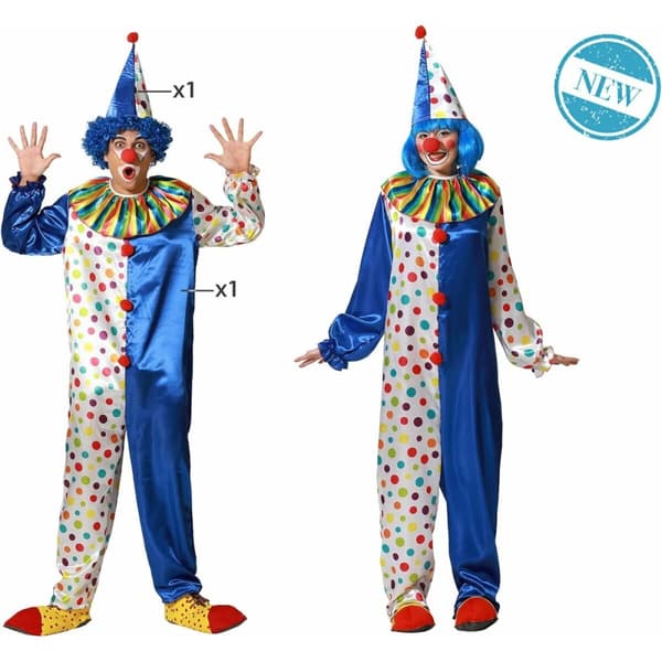 Kostume til voksne M/L Mande klovn Blå