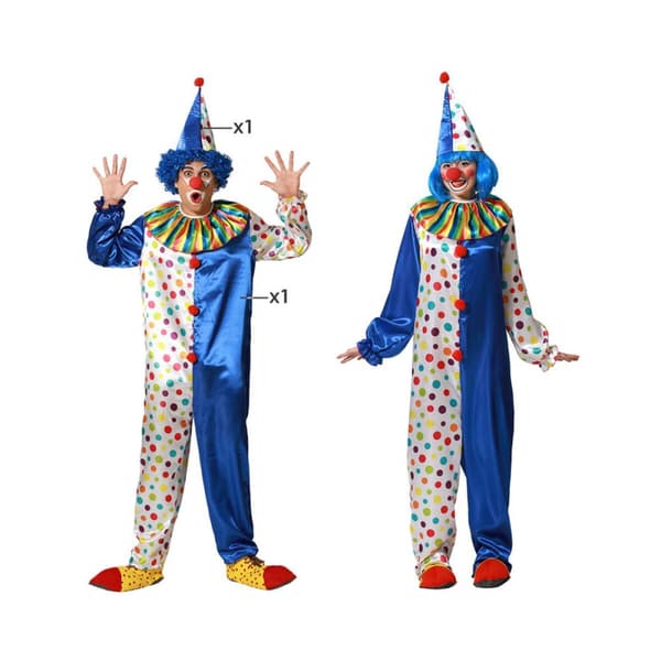 Kostume til voksne M/L Mande klovn Blå