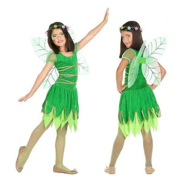 Kostume til børn Grøn Forårsfe (2 enheder) (2 pcs) - 3-4 år