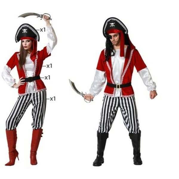 Kostume til voksne Rød Pirat - XL