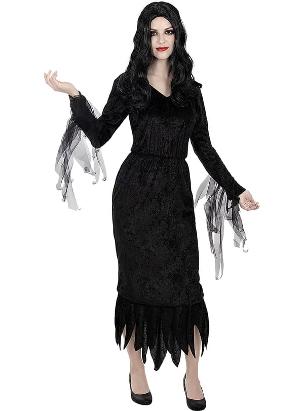 FUNIDELIA Morticia Addams paryk - The Addams Family til kvinder - Størrelse: 0