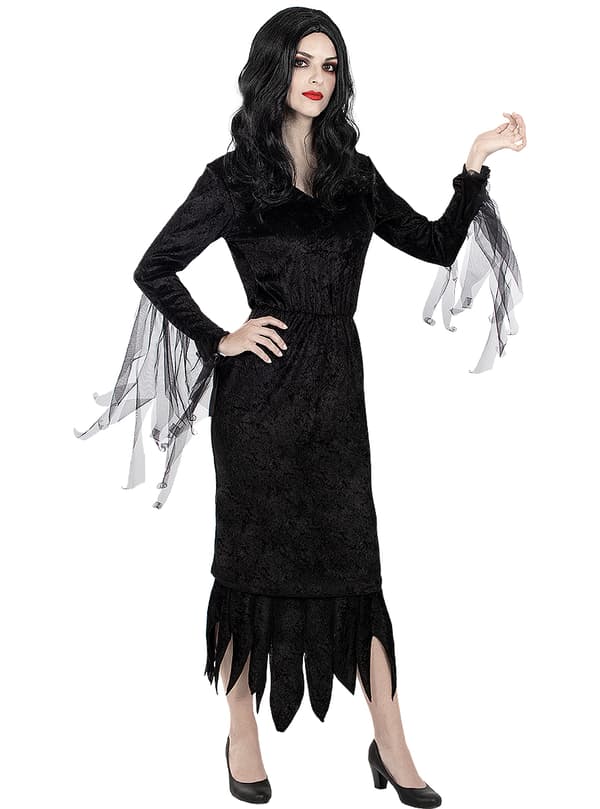 FUNIDELIA Morticia Addams paryk - The Addams Family til kvinder - Størrelse: 0