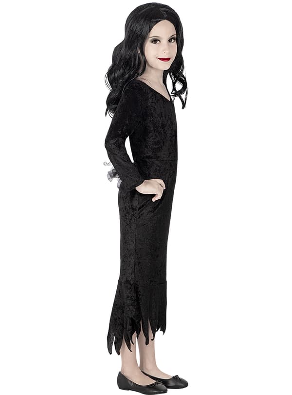 FUNIDELIA Morticia Addams Parykk  - The Addams Family til jenter - Størrelse: 0