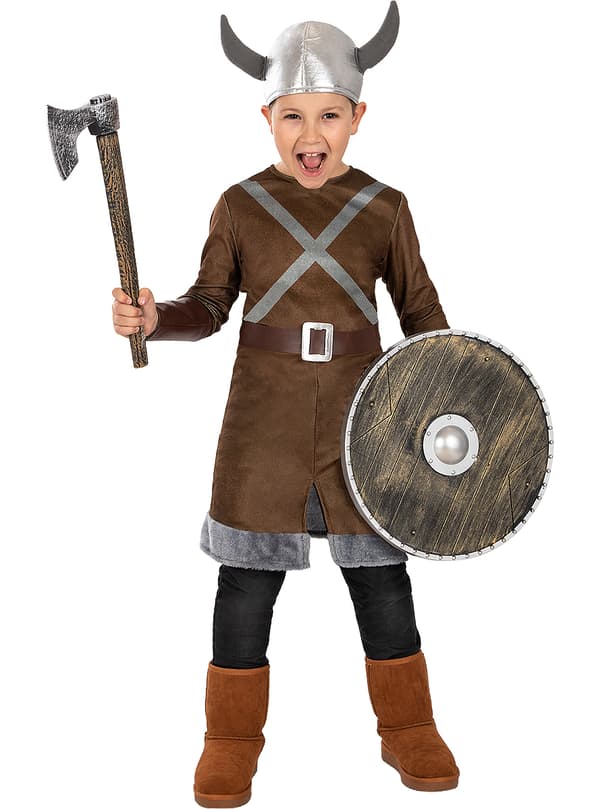 FUNIDELIA Vikingkostyme til gutter - Brun 7-9 years