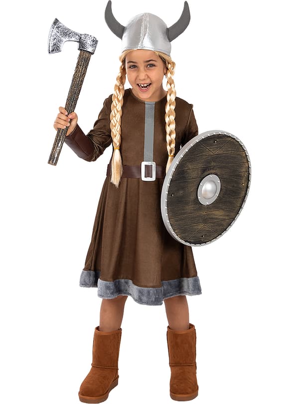 FUNIDELIA Viking kostume til piger - Brun 7-9 years