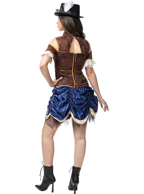 FUNIDELIA Maskeraddräkt Steampunk kort för dam - Granat