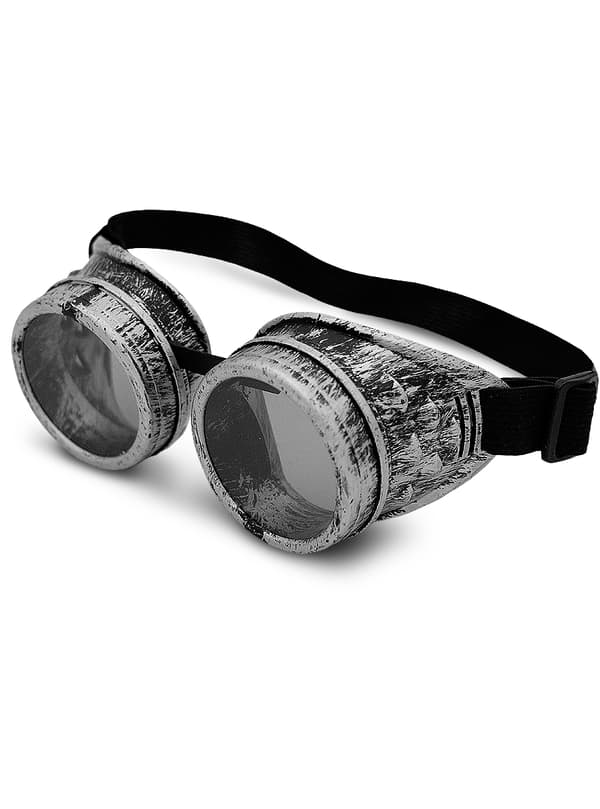 FUNIDELIA Steampunk hatt med glasögon för dam och herr - Storlek: 0 - Brun
