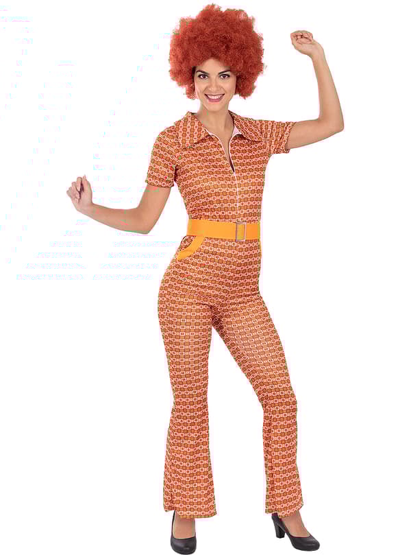 FUNIDELIA Maskeraddräkt 70-tal för dam - Orange L