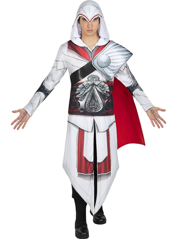 FUNIDELIA Ezio Auditore Assassins Creed kostume til mænd - Grå / Sølv L-XL