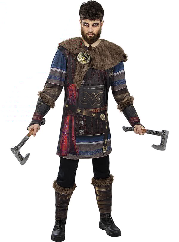 FUNIDELIA Eivor Assassins Creed Valhalla kostume til mænd - Grå / Sølv L-XL