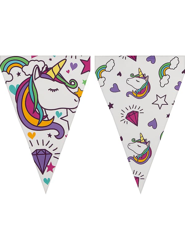 FUNIDELIA 1 Girlang med småflaggor enhörning - Lovely Unicorn för flicka - 0