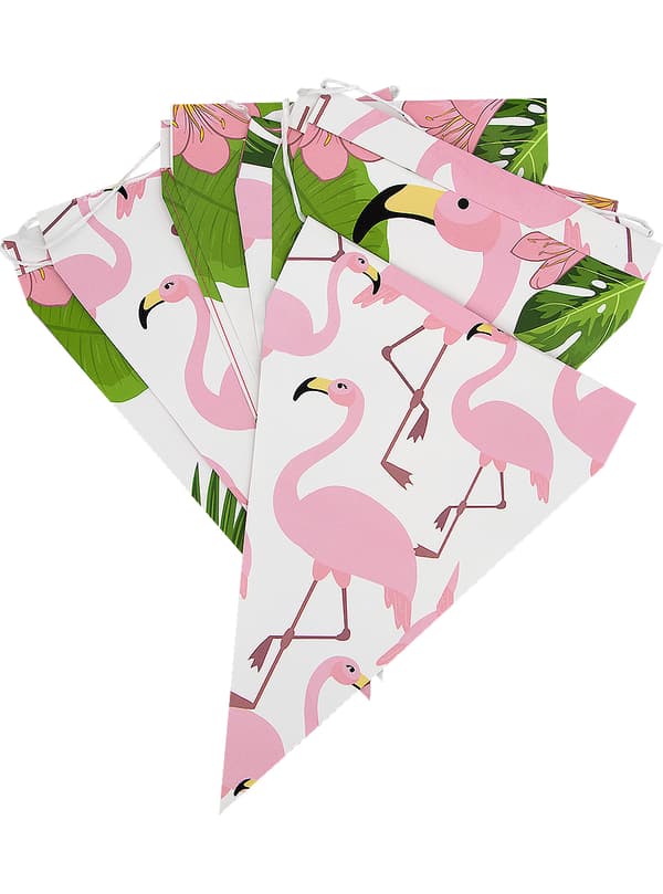 FUNIDELIA 1 Girlang med småflaggor flamingos - Tropical flamingos för flicka - 0