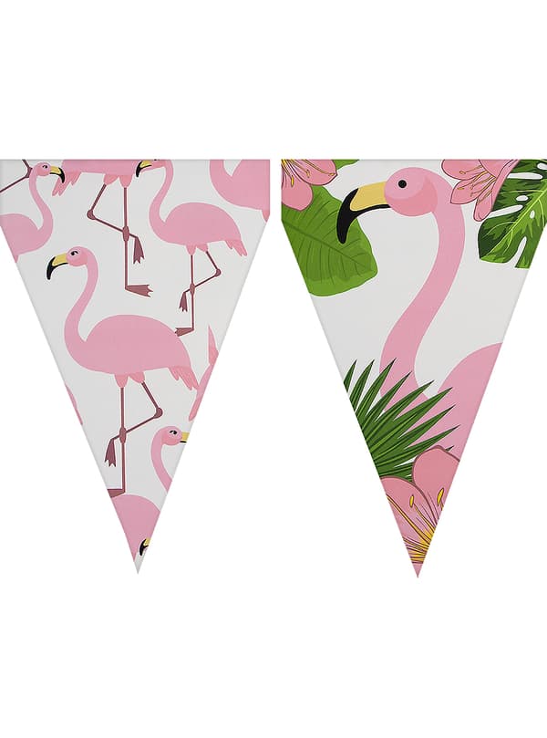 FUNIDELIA 1 Girlang med småflaggor flamingos - Tropical flamingos för flicka - 0