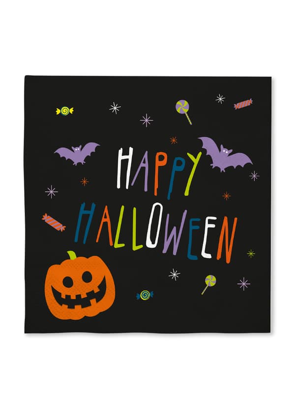 FUNIDELIA 16 Halloween Græskar servietter 33 x 33 cm - Happy Halloween til kvinder og mænd