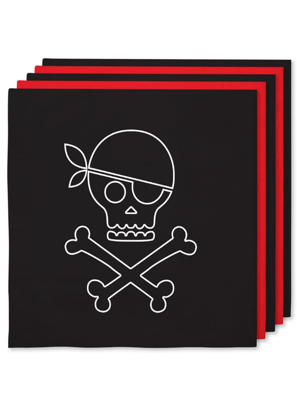 FUNIDELIA 16 Pirat servietter 33 x 33 cm - Pirates Party til kvinder og mænd - 0