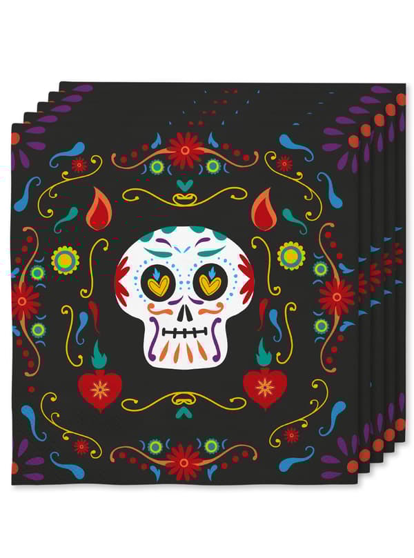 FUNIDELIA 16 De dødes dag Catrina Servietter 33x33cm - Day of the Dead til kvinder og mænd