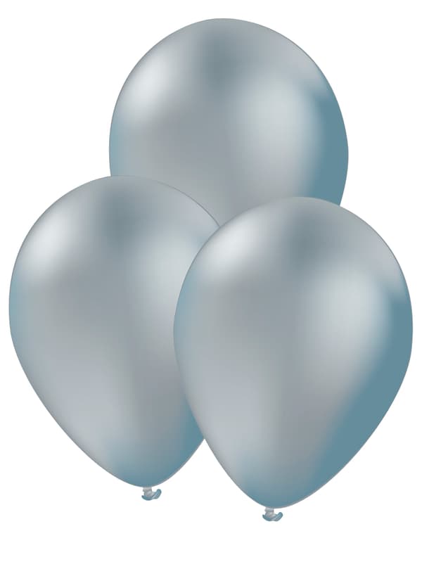 FUNIDELIA 10 ballonger silverfärgade - Slätstrukna färger för dam och herr - 0