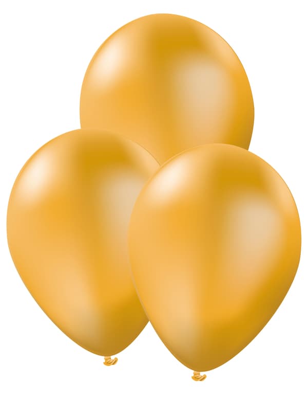 FUNIDELIA 10 ballonger guldfärgade - Slätstrukna färger för dam och herr - 0
