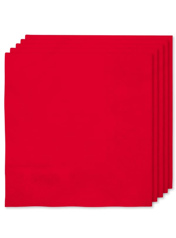 FUNIDELIA 16 røde servietter 33x33cm - Plain Colours til kvinder og mænd - 0