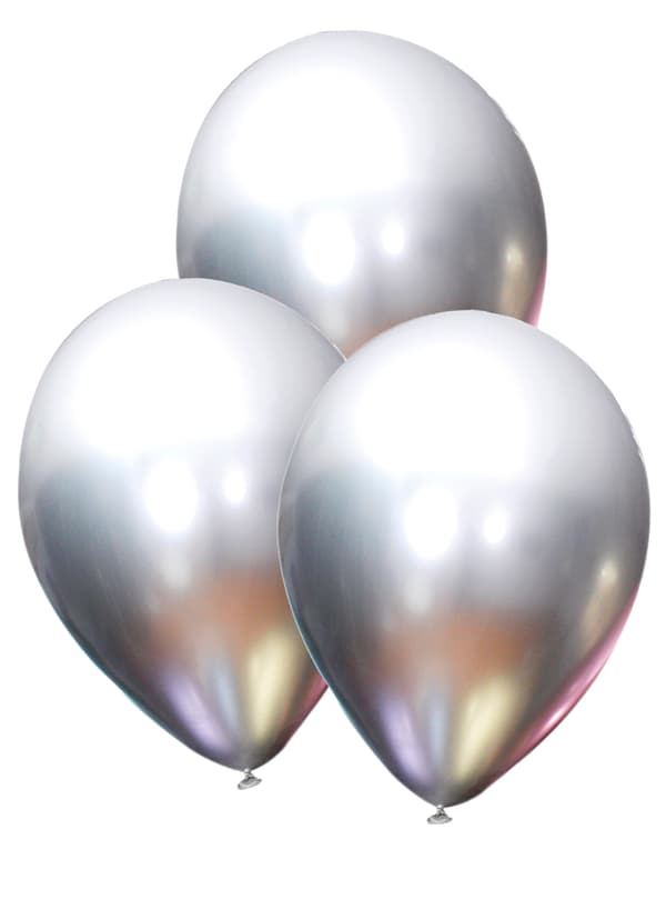 FUNIDELIA 10 metalliske sølv balloner - Plain Colours til kvinder og mænd - 0