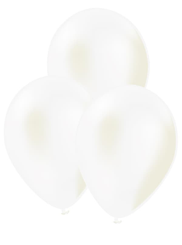 FUNIDELIA 10 perlehvide metalliske balloner - Plain Colours til kvinder og mænd