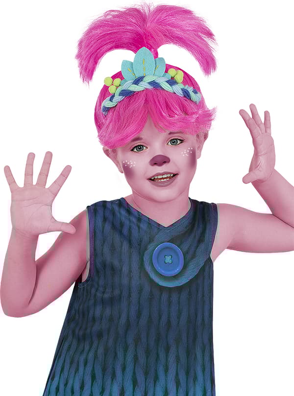 FUNIDELIA Peruk Poppy - Trolls 3 för flicka - Storlek: 0 - Rosa