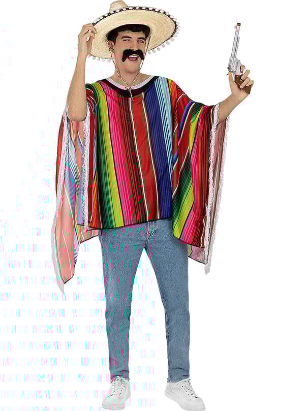 FUNIDELIA Mexicansk poncho til mænd - Størrelse: 0 - Brun