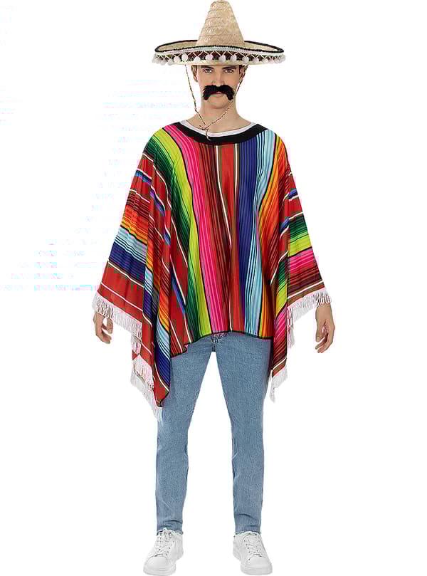 FUNIDELIA Mexicansk poncho til mænd - Størrelse: 0 - Brun