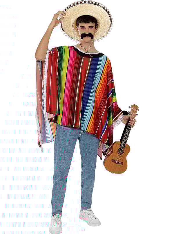 FUNIDELIA Mexicansk poncho til mænd - Størrelse: 0 - Brun
