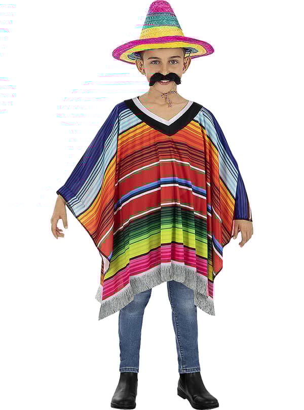 FUNIDELIA Mexicansk poncho til drenge - Størrelse: 0 - Brun