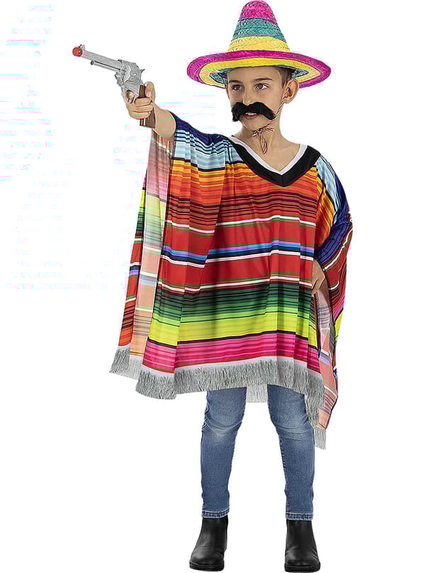 FUNIDELIA Mexicansk poncho til drenge - Størrelse: 0 - Brun