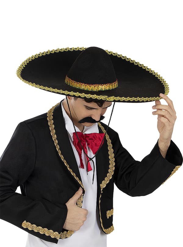 FUNIDELIA Hatt Mariachi för herr - Storlek: 0 - Svart