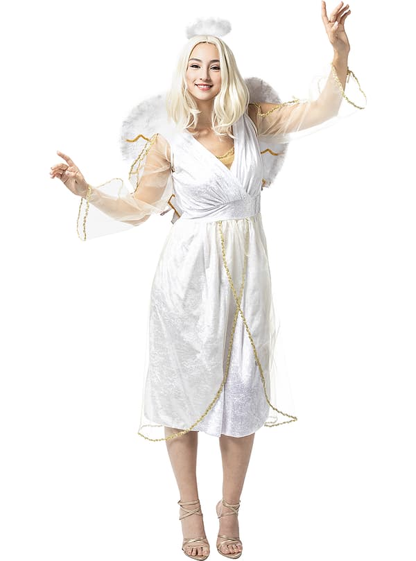 FUNIDELIA Deluxe engel kostume til kvinder - Hvid M