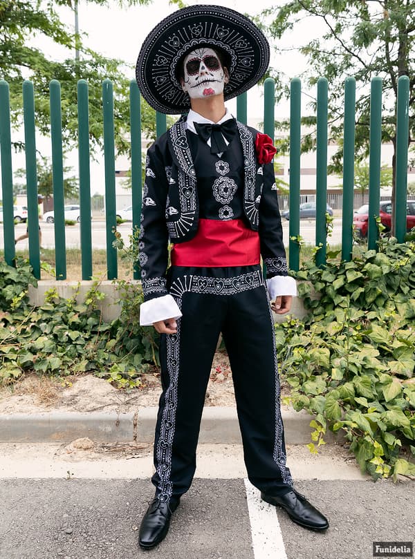 FUNIDELIA Maskeraddräkt Day of the Dead för herr - Svart
