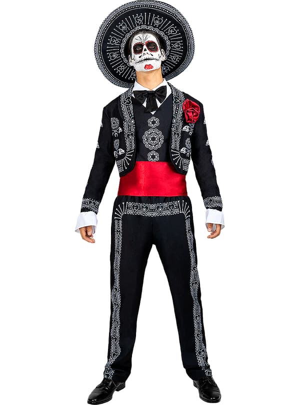 FUNIDELIA Maskeraddräkt Day of the Dead för herr - Svart M