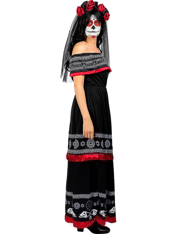 FUNIDELIA Day of the Dead kostyme til dame - Svart