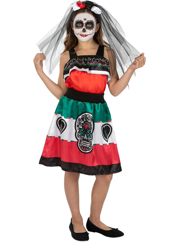 FUNIDELIA Day of the Dead Kostume til piger - Sort