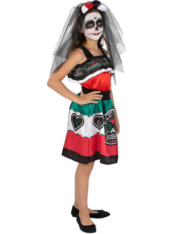 FUNIDELIA Day of the Dead Kostume til piger - Sort