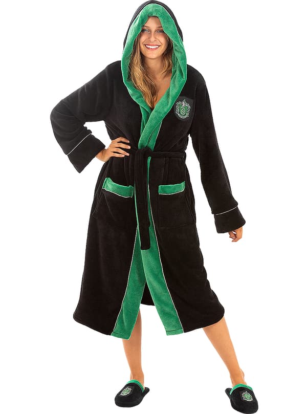 FUNIDELIA Slytherin Morgenkåbe - Harry Potter til kvinder og mænd - Mørkegrøn S-M