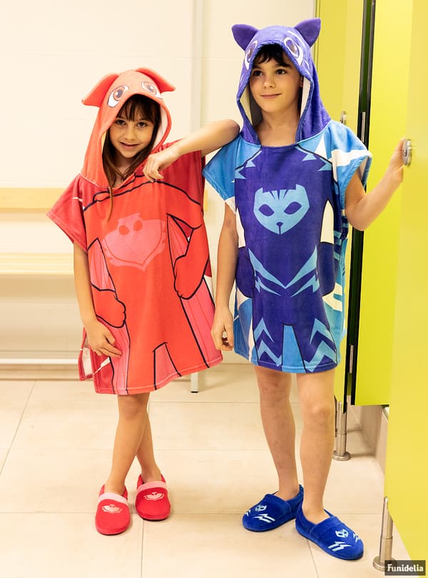 FUNIDELIA Ugline Ponchohåndklæde - PJ Masks til piger - Størrelse: 0 - Rød