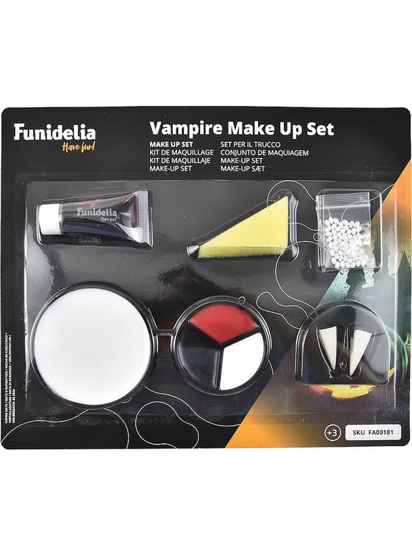 FUNIDELIA Set smink vampyr för dam och herr - Storlek: 0 - Vit
