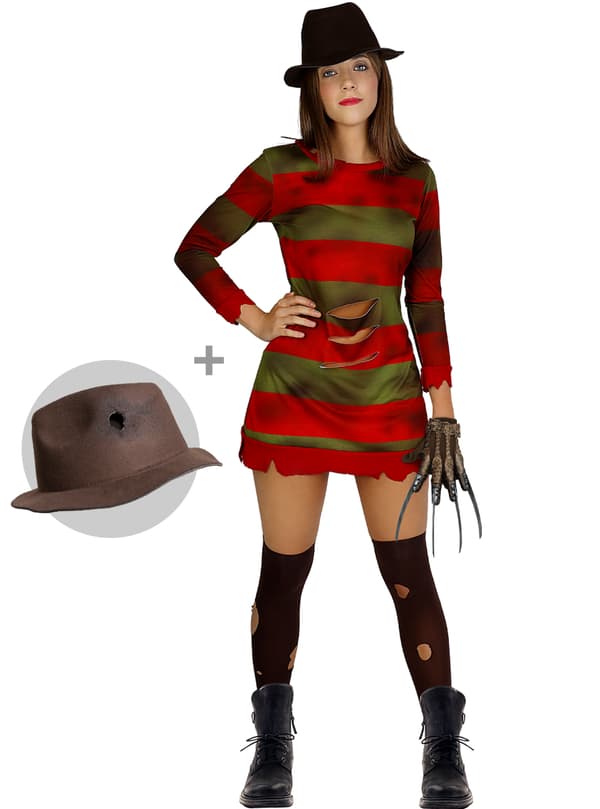 FUNIDELIA Freddy Krueger Kostume med Hat - A Nightmare on Elm Street til kvinder S